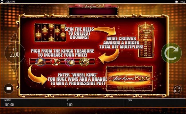 Spin the reels to collect crowns, more crowns awards a bigger total bet multiplier.