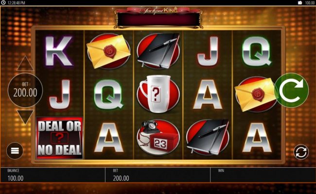 A TV game show themed main game board featuring five reels and 20 paylines with a $500,000 max payout.