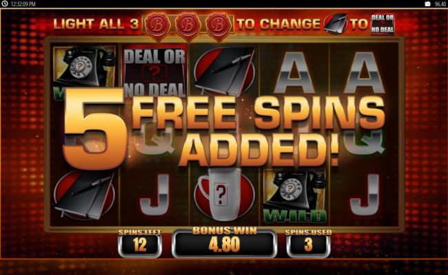Once player has collected 3 B seals an additional 5 free spins are awarded.