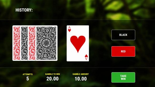 Gamble Feature - To gamble any win press Gamble then select Red or Black.