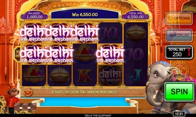 Multiple winning paylines triggers a 6550 coin big win!