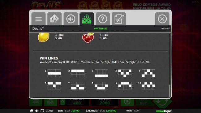 Payline Diagrams 1-10