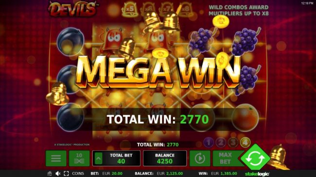 A 2770 coin Mega Win triggered.