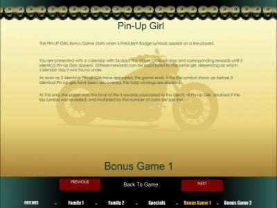 Pin-Up Girl bonus game rules