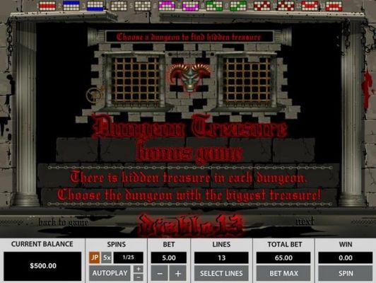 Dungeon Treasure Bonus Game - There is hidden treasure in each dungeon. Choose the dungeon with the biggest treasure!