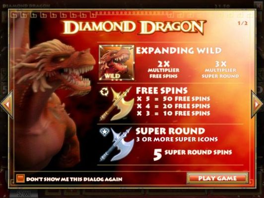 Game features include: Expanding Wilds, Free Spins and Super Round.