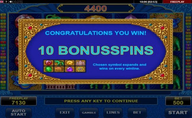 10 Free Spins Awarded