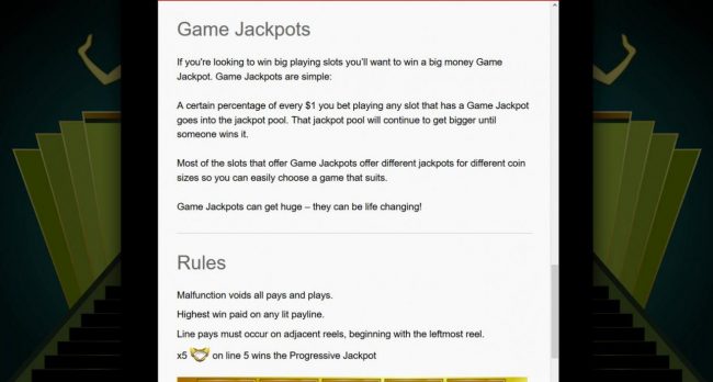 Game Jackpot Rules and General Game Rules