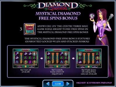 mystical diamond free spins bonus feature rules