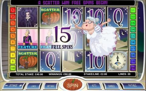 Three scatter symbols triggers 15 free spins.