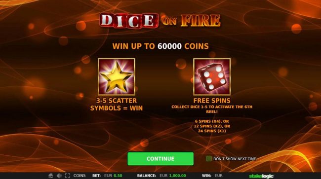 Win up to 60000 coins! Scatters and Free Spins.