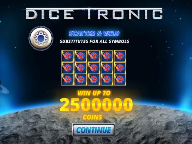 Scatter and Wild substitutes for all symbols. Win up to 2500000 coins!