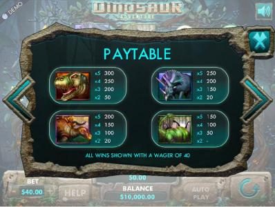 High value slot game symbols paytable