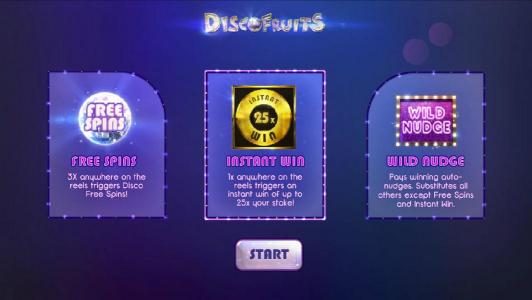 special features - free spins, instant wins, wild nudge