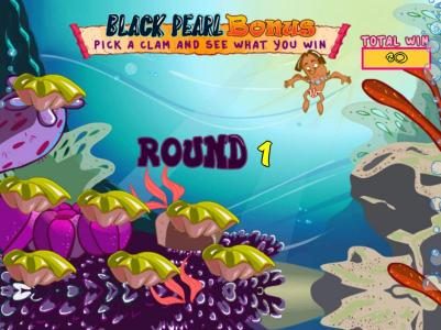 Black Pearl Bonus feature Game Board - Pick a clam and see what you win. Round 1.