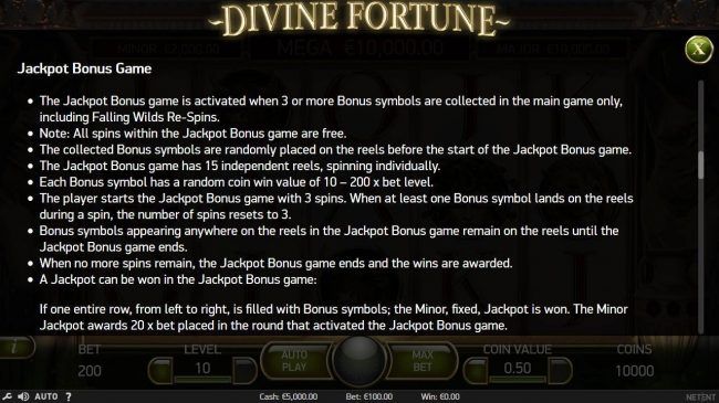 Jackpot Bonus Game Rules