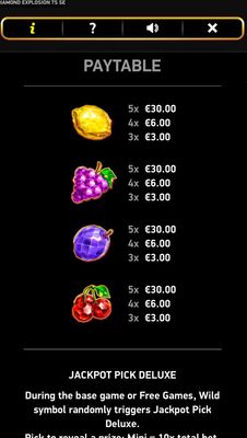 Low Value Symbols Paytable