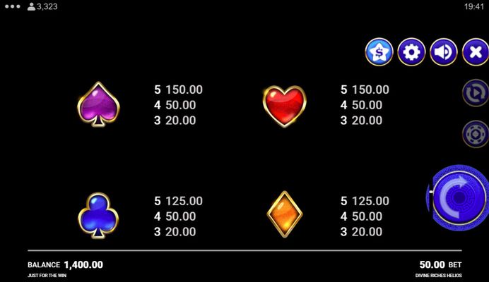 Low Value Symbols Paytable