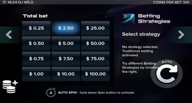 Betting ranges from .25 to 100.00