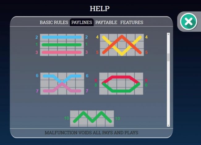 Payline Diagrams 1-10