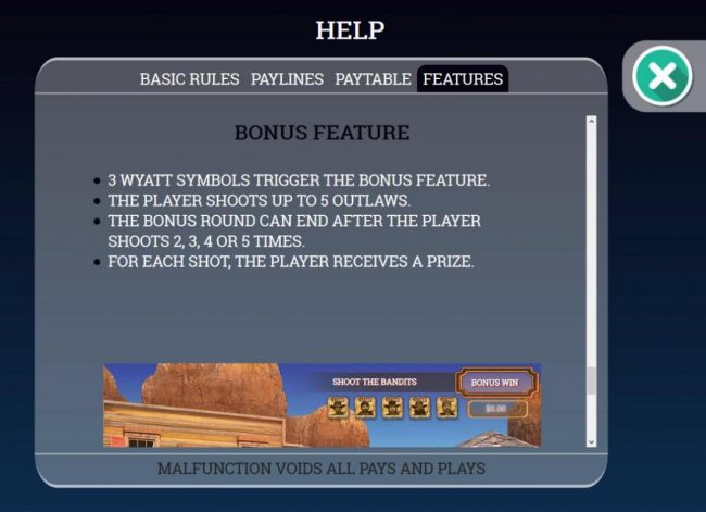 Three Wyatt symbols trigger the Bonus feature.