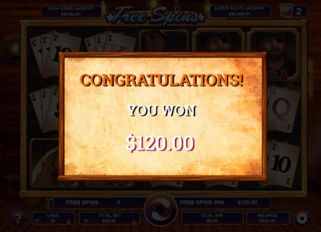 Free Spins feature pays out a total of 120.00