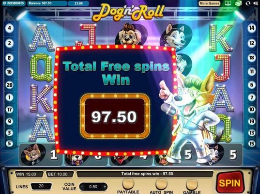 Total Free Spins Win 97.50