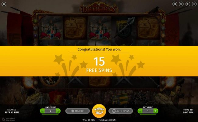 15 Free Spins awarded player.
