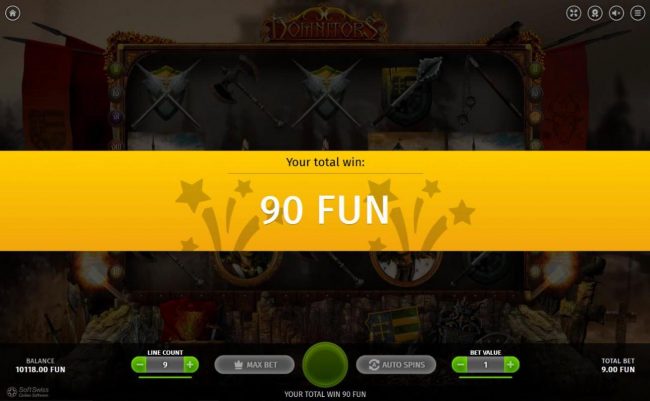 Free Spins feature pays out a total of 90 coins.
