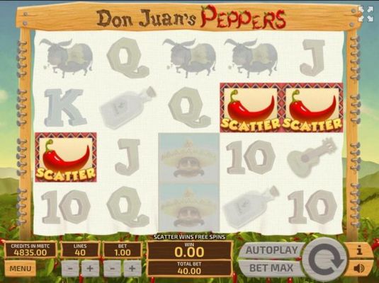 Three red chili pepper scatter symbols anywhere on the reels triggers the Free Spins bonus feature.