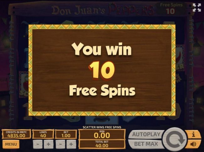 10 Free Spins Awarded.