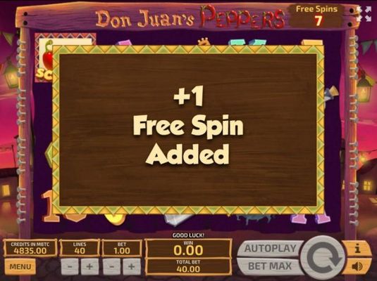 You will earn 1 free spin for every red chili pepper scatter symbol that appears on the reels during the Free Spins feature. additionally, the scatter symbol will change into a sticky wild for the duration of the Free Spins feature.