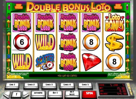 Double Bonus Lotto feature triggered.