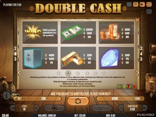 High value slot game symbols paytable