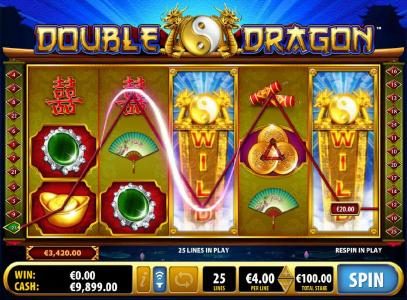 Multiple winning paylines triggers an ultra mega win for $3,420