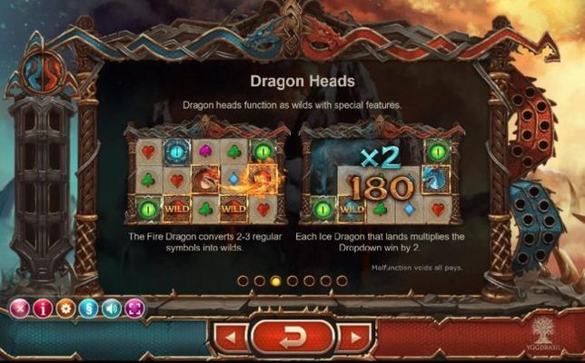 Dragon Heads function as wilds with special features