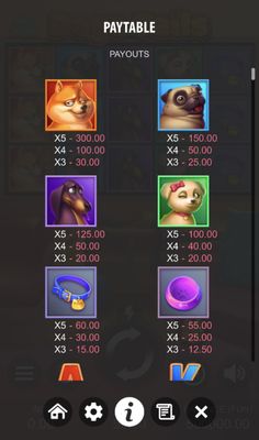 High Value Symbols Paytable