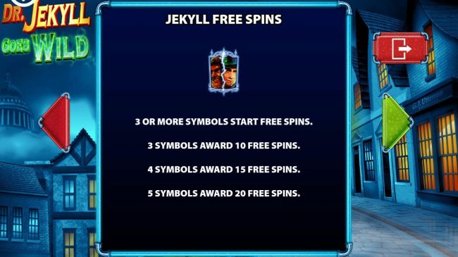 Jekyll Free Spins - 3 or more scatters starts free spins