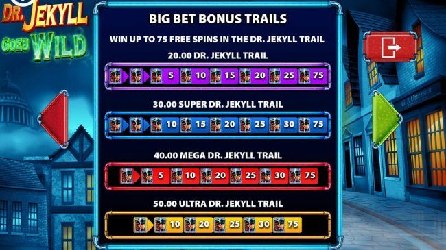 Big Bet Bonus Trails - Win up to 75 free spins in the Dr Jekyll Trail