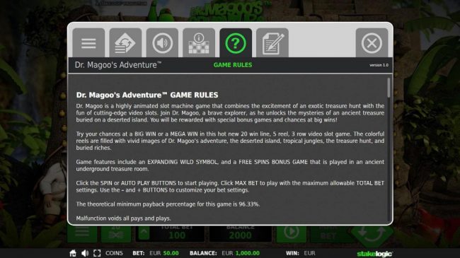 General Game Rules - The theoretical average return to player (RTP) is 96.33%.