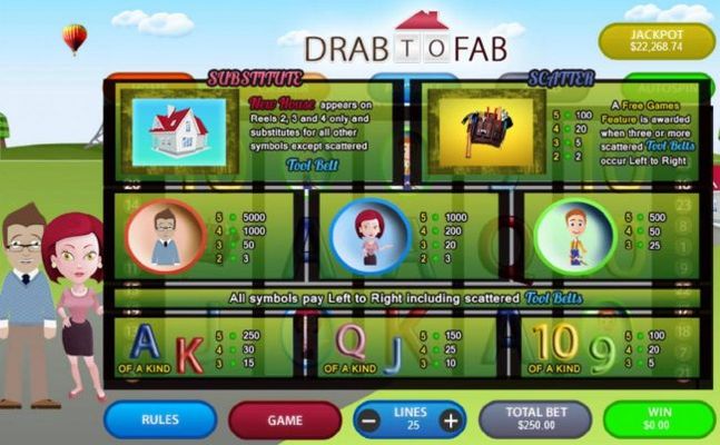 Slot game symbols paytable