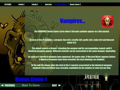 Vampires bonus game rules