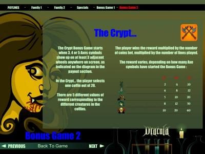 The Crypt bonus game rules