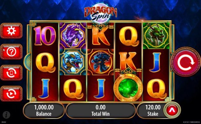 An Asian dragon themed main game board featuring five reels and 30 paylines with a $18,000 max payout