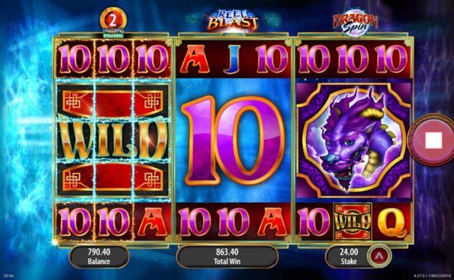 Multiple winning symbols triggers a big win during the Reel Blast free spins feature.