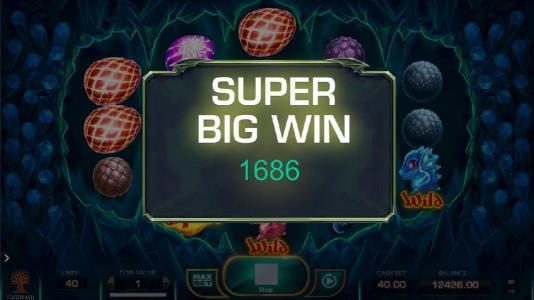 SUPER BIG WIN 1686 coins paid out from multple winning paylines.
