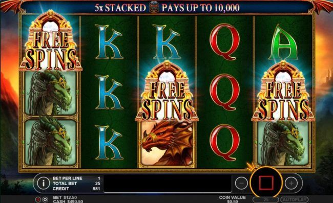 Three gold archway scatter symbols triggers the Free Spins round.