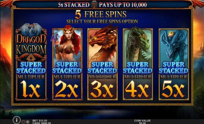 Select a Free Spins Option ranging from 1x to 5x multiplier