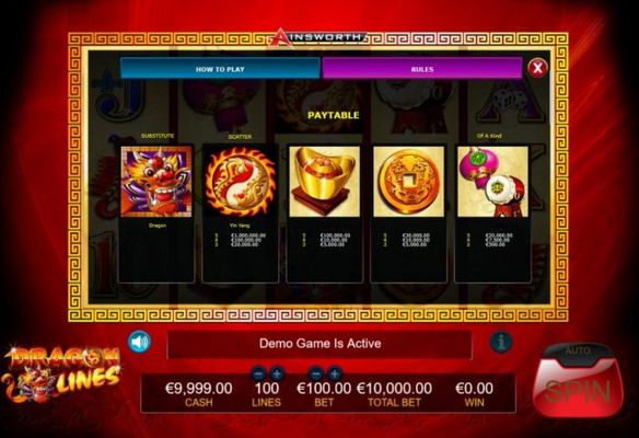 High value slot game symbols paytable.