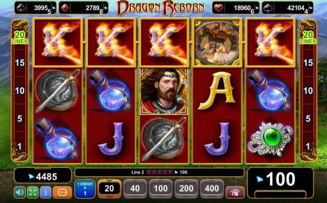 A winning five of a kind featuring the King symbol triggers a 100 payout.
